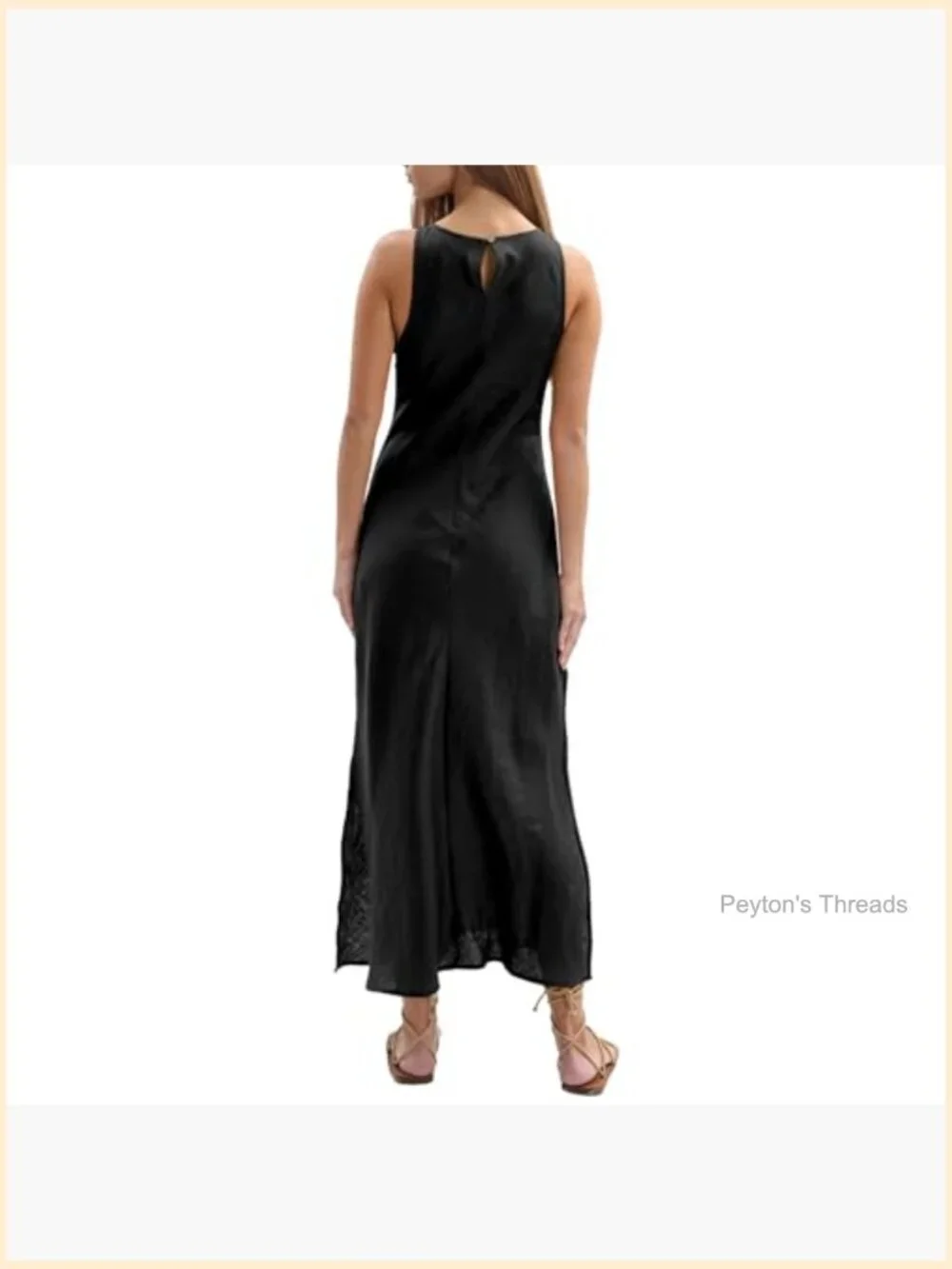 100% Linen Sleeveless Bodycon Maxi Dress with Side Splits - Picture 2 of 6